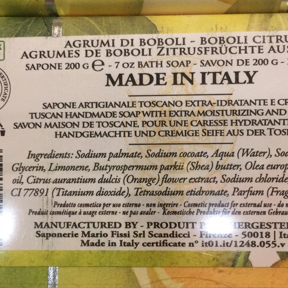 Citrus Scented Hand Soap Made in Italy by La Florentina Set of Two 7oz Bars NWT - Picture 11 of 16